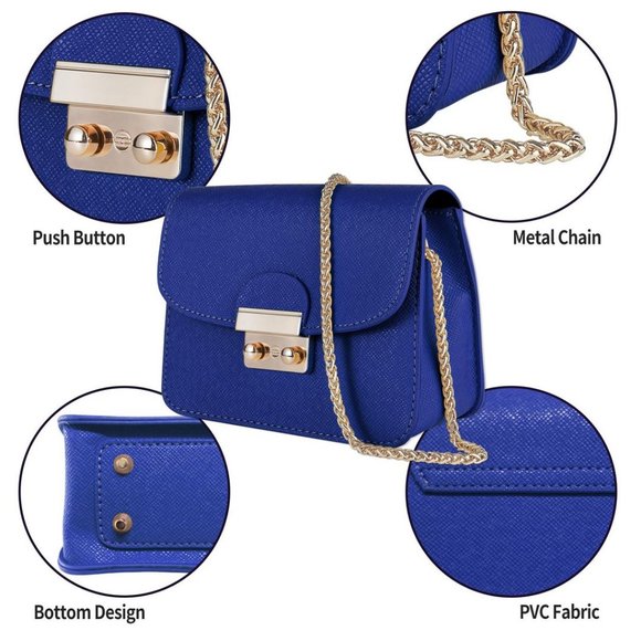 Small Evening Bags for Women Crossbody Bag Chain - Blue-mini Size Clutch - Picture 6 of 7
